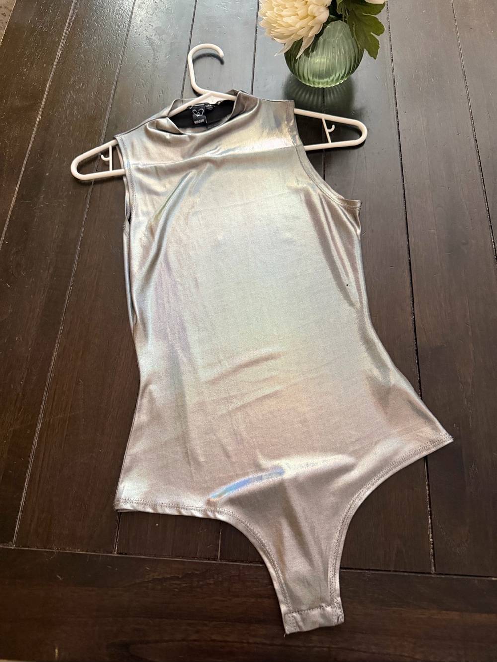 Windsor Silver Metallic Sleeveless Girls' One-Piece Bodysuit